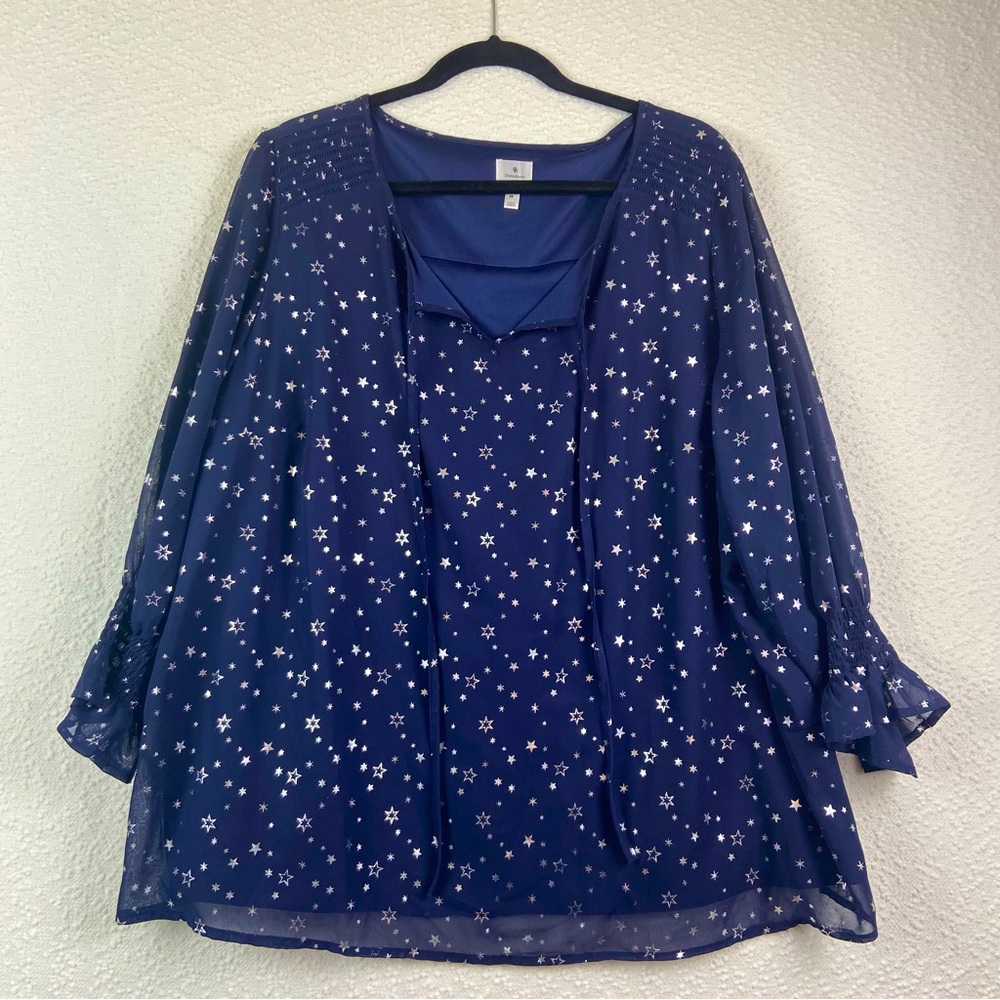 Dressbarn Blue and silver Blouse